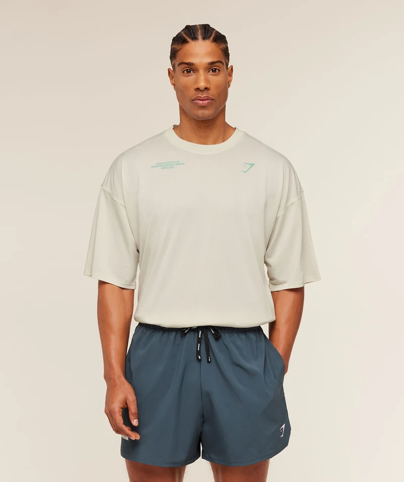 Gymshark Conditioning Club Washed T-Shirt - Soft White/Pop Turquoise/Wash