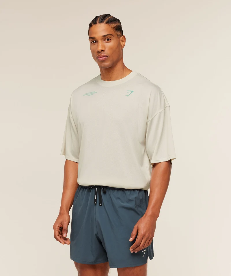 Gymshark Conditioning Club Washed T-Shirt - Soft White/Pop Turquoise/Wash
