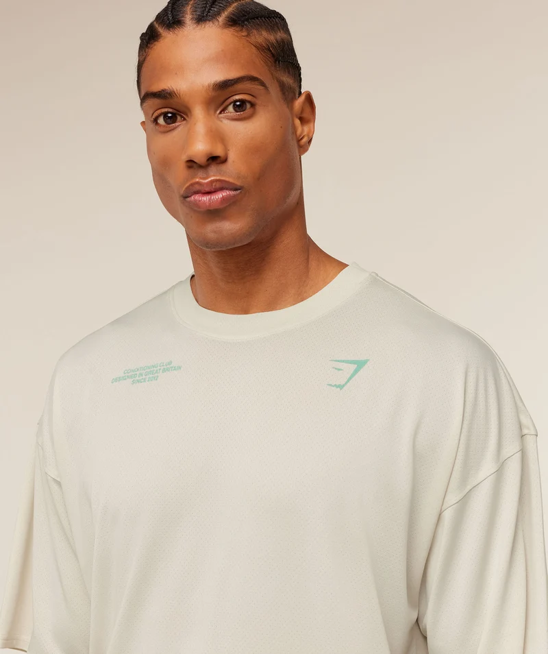 Gymshark Conditioning Club Washed T-Shirt - Soft White/Pop Turquoise/Wash