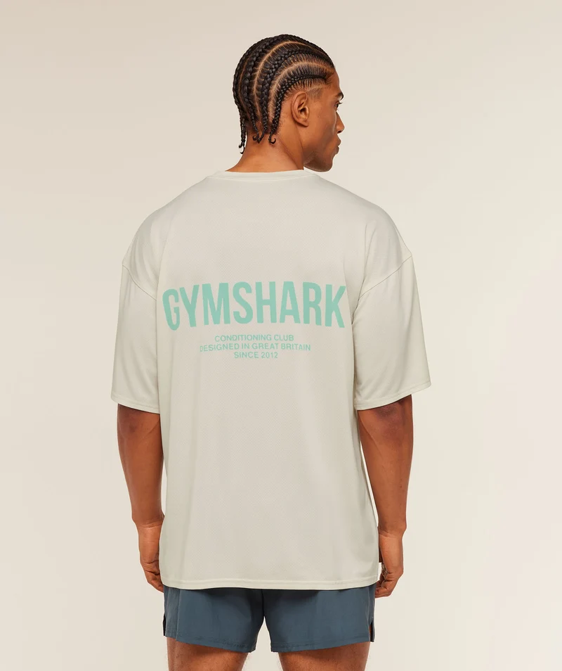 Gymshark Conditioning Club Washed T-Shirt - Soft White/Pop Turquoise/Wash