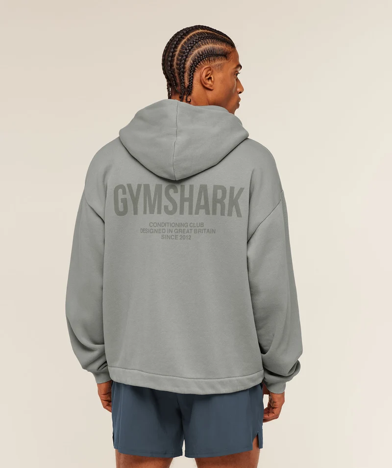 Gymshark Conditioning Club Washed Zip Through Hoodie - Smokey Grey/Wash