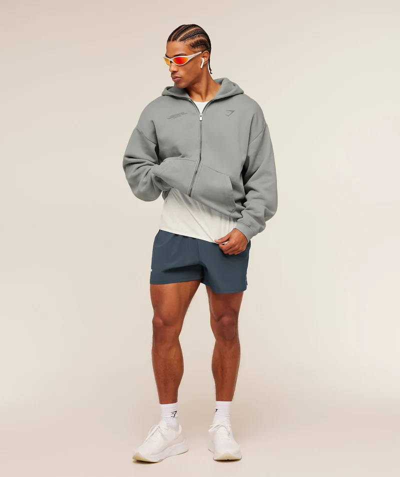 Gymshark Conditioning Club Washed Zip Through Hoodie - Smokey Grey/Wash
