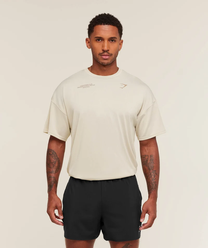 Gymshark Conditioning Club Oversized T-Shirt - Pebble Grey/Cement Brown