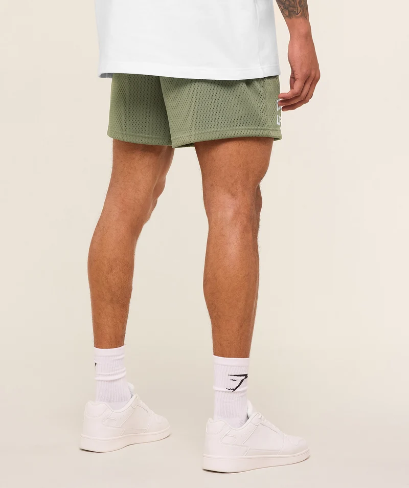 Gymshark Lifting Mesh 5" Shorts - Base Green