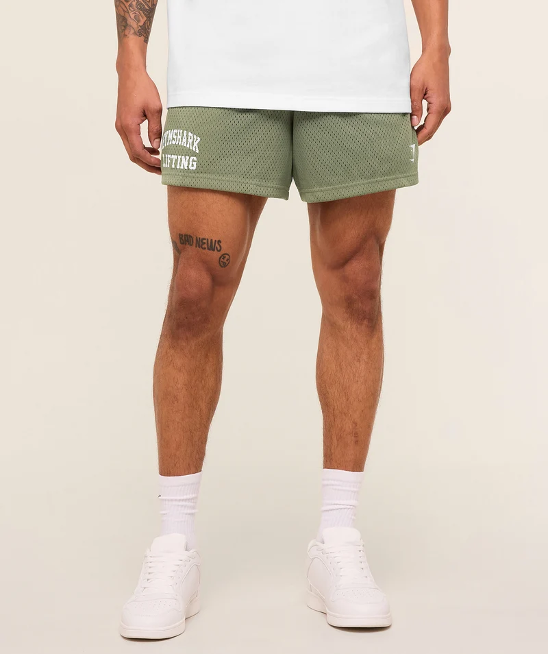 Gymshark Lifting Mesh 5" Shorts - Base Green
