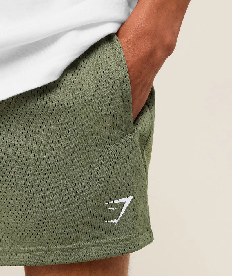 Gymshark Lifting Mesh 5" Shorts - Base Green