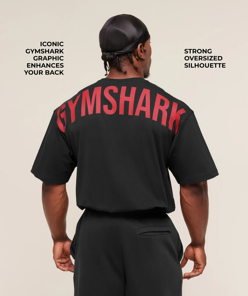 Gymshark Power T-Shirt - Black/Conditioning Red
