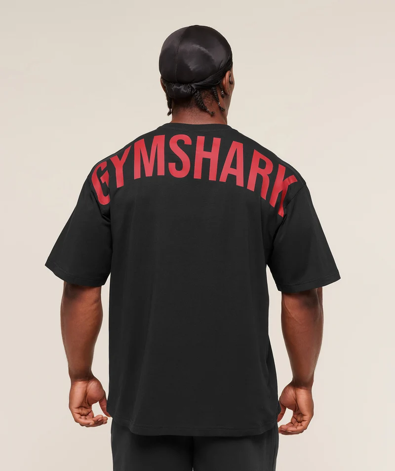Gymshark Power T-Shirt - Black/Conditioning Red