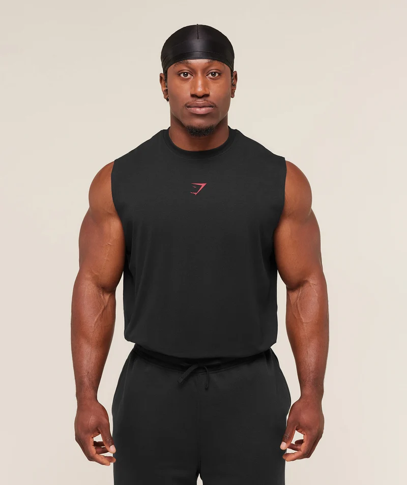 Gymshark Power Cut Off Tank - Black/Conditioning Red