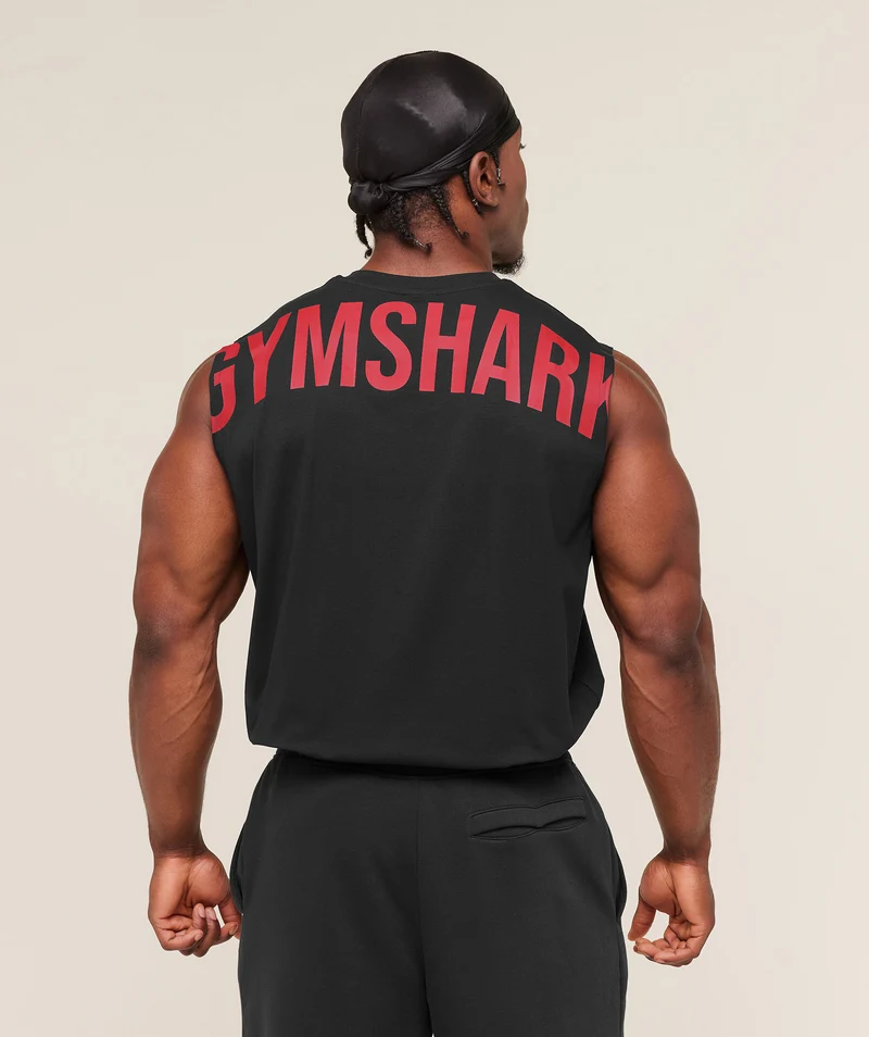 Gymshark Power Cut Off Tank - Black/Conditioning Red