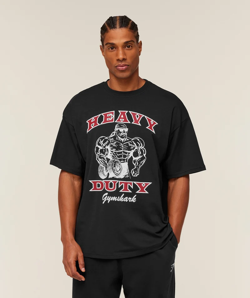 Gymshark Heavy Duty Bro Graphic T-Shirt - Black