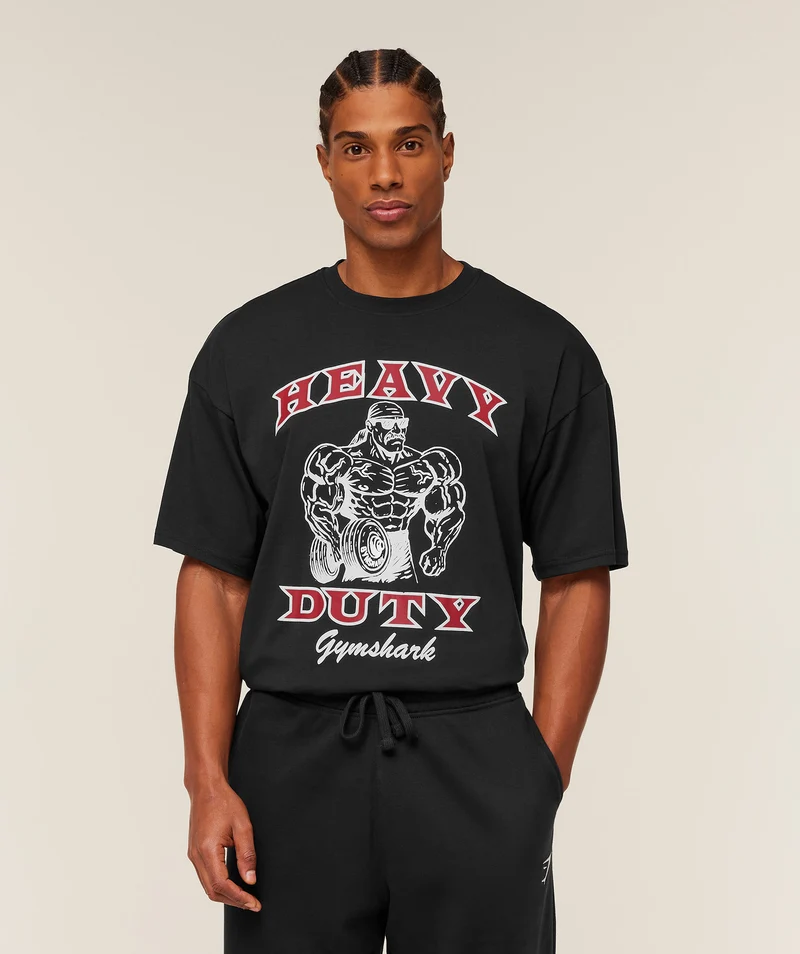 Gymshark Heavy Duty Bro Graphic T-Shirt - Black