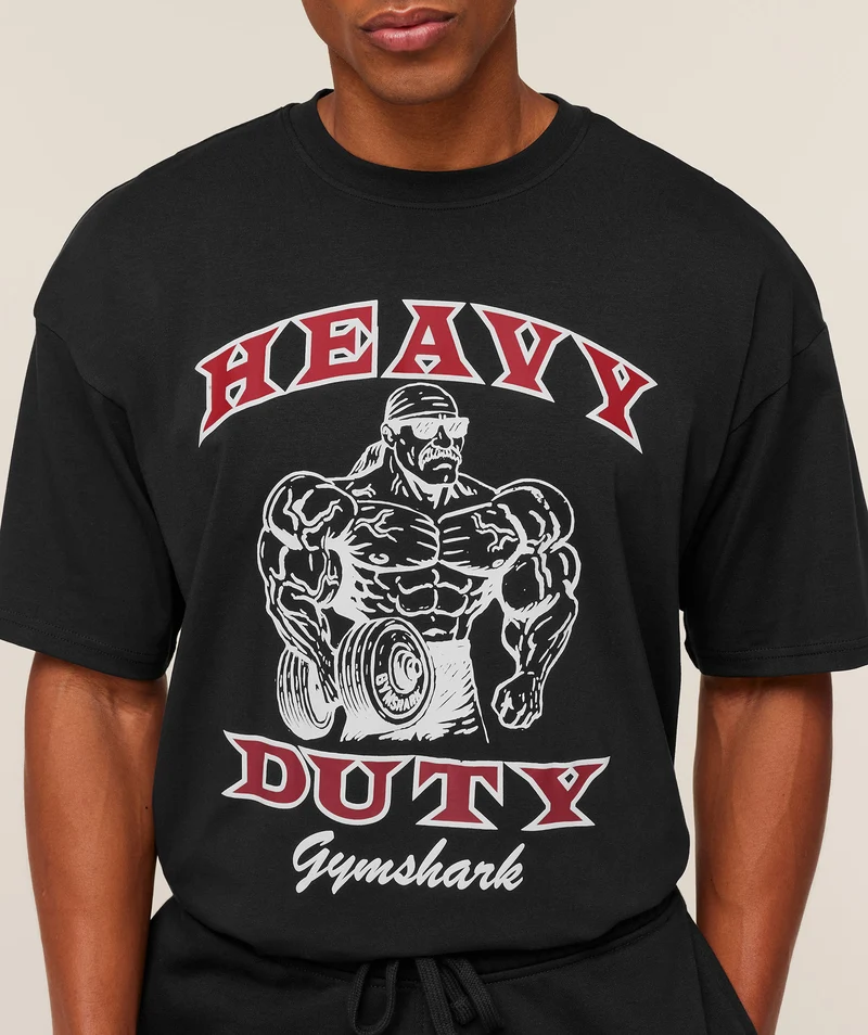 Gymshark Heavy Duty Bro Graphic T-Shirt - Black