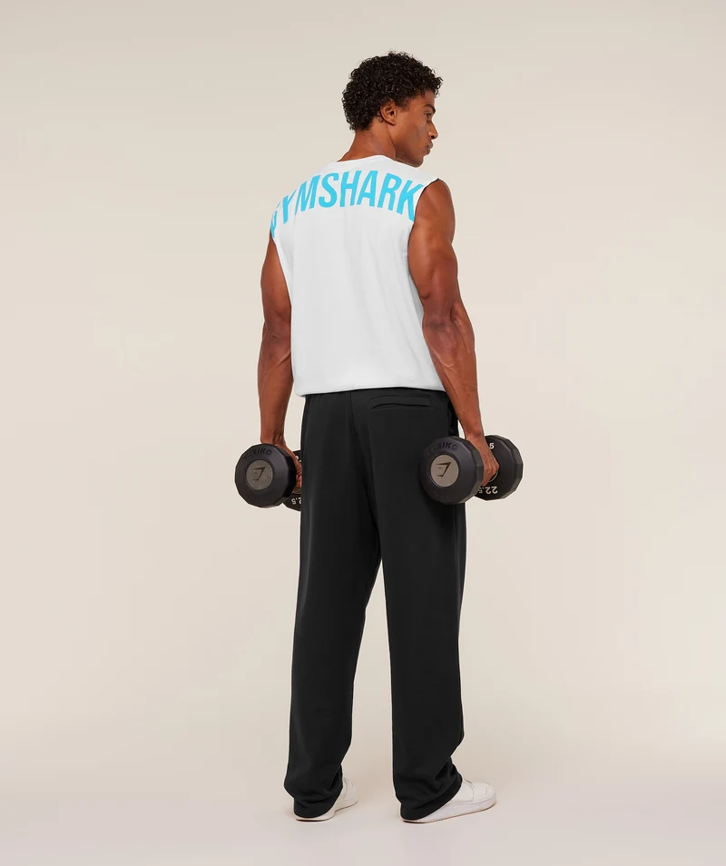Gymshark Power Cut Off Tank - White/Brand Blue