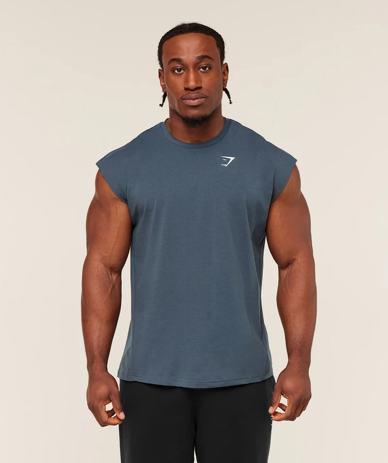 Gymshark Critical Cut Off Tank - Stealth Blue