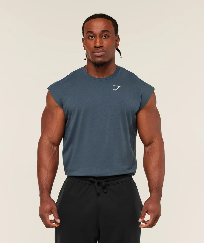 Gymshark Critical Cut Off Tank - Stealth Blue
