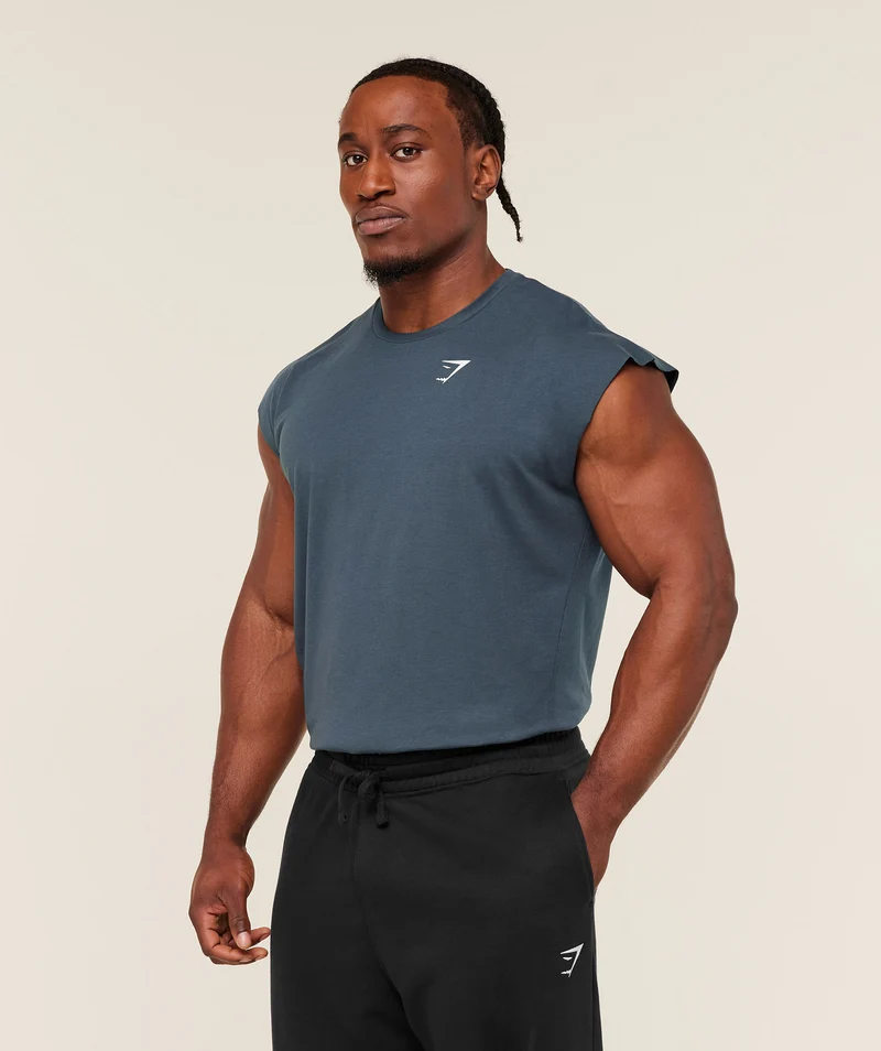 Gymshark Critical Cut Off Tank - Stealth Blue
