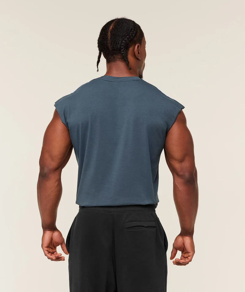 Gymshark Critical Cut Off Tank - Stealth Blue
