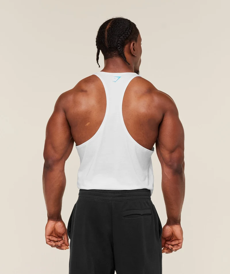 Gymshark Power Stringer - White/Brand Blue