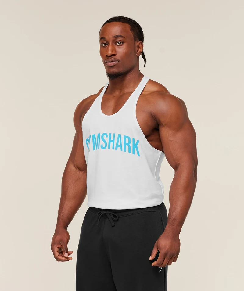 Gymshark Power Stringer - White/Brand Blue