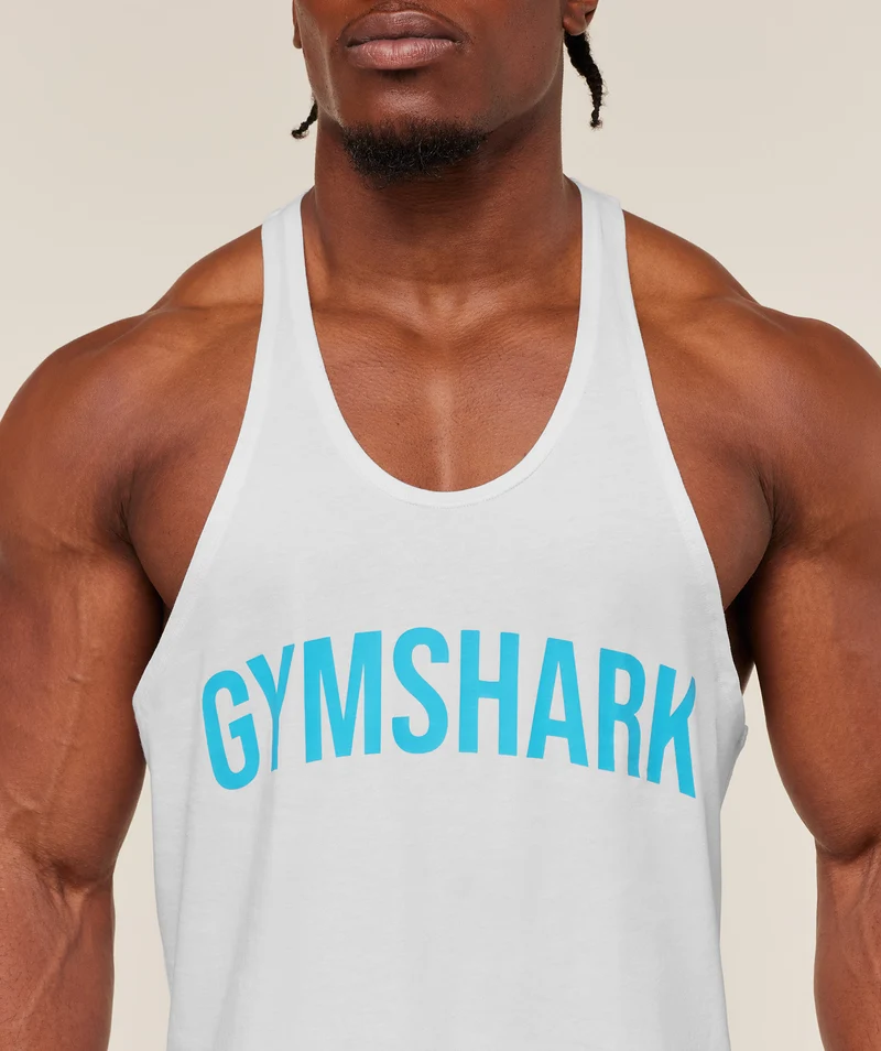 Gymshark Power Stringer - White/Brand Blue