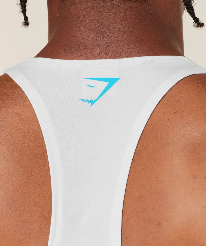 Gymshark Power Stringer - White/Brand Blue
