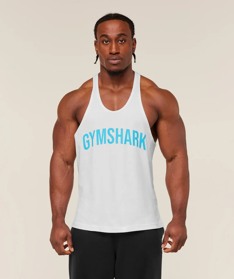 Gymshark Power Stringer - White/Brand Blue