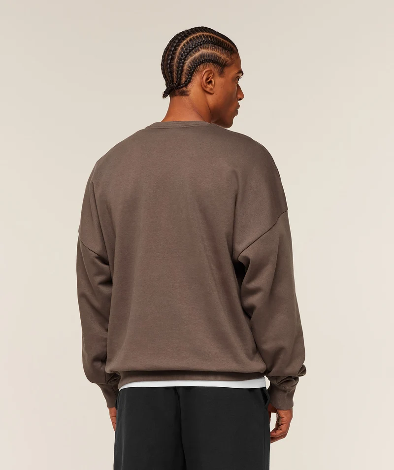 Gymshark Crest Oversized Crew - Soft Brown