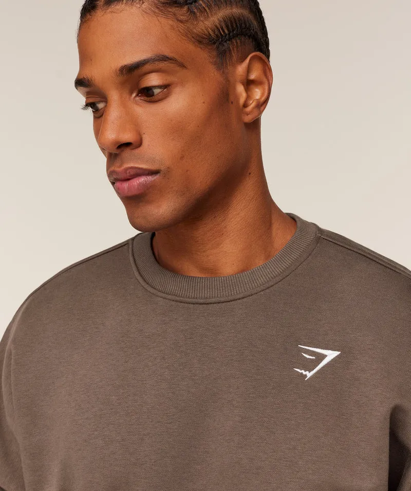 Gymshark Crest Oversized Crew - Soft Brown