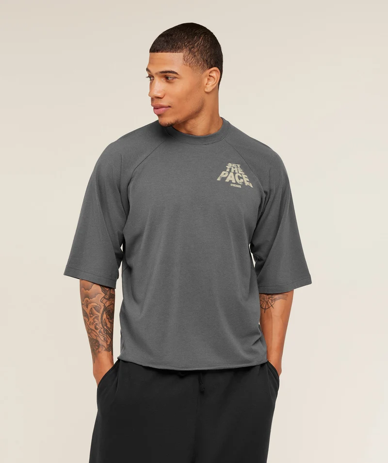 Gymshark Set The Pace Boxy T-Shirt - Graphite Grey