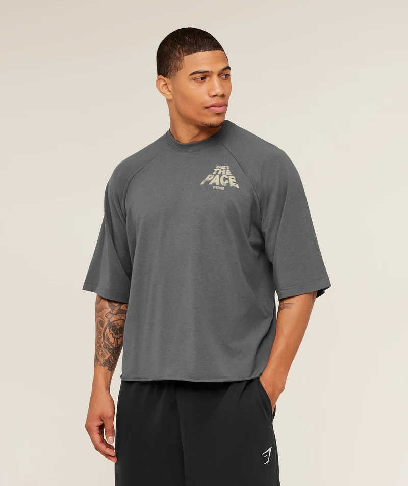 Gymshark Set The Pace Boxy T-Shirt - Graphite Grey