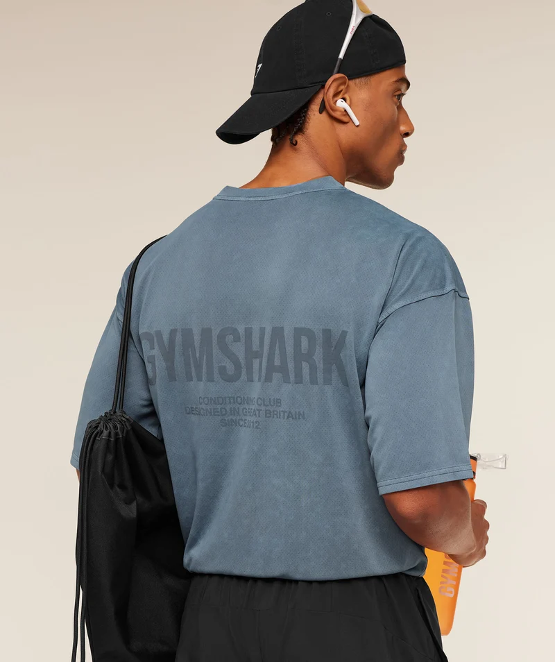 Gymshark Conditioning Club Washed T-Shirt - Iron Blue/Wash