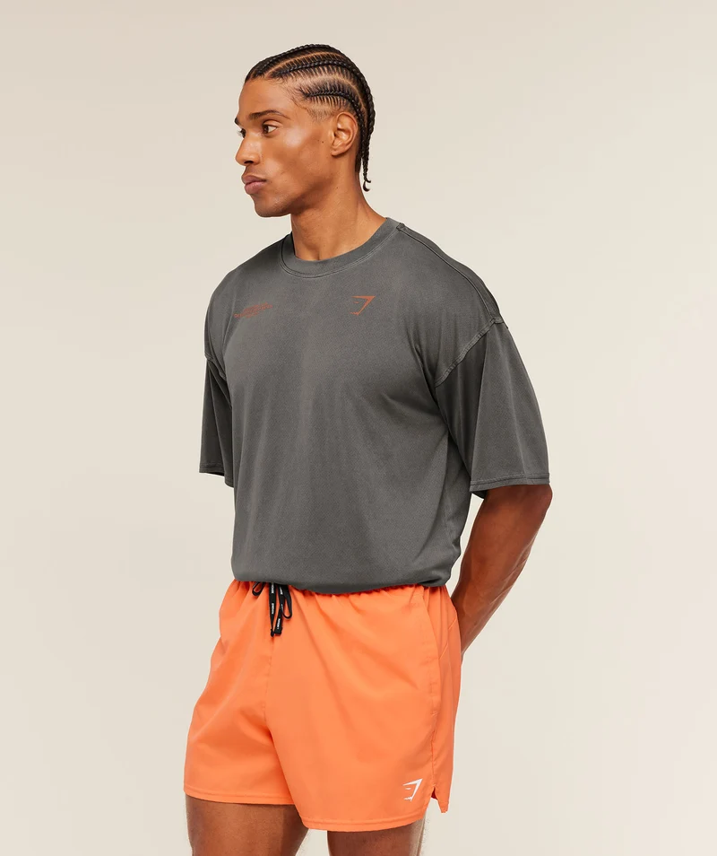 Gymshark Conditioning Club Washed T-Shirt - Black/Dayglow Peach/Wash