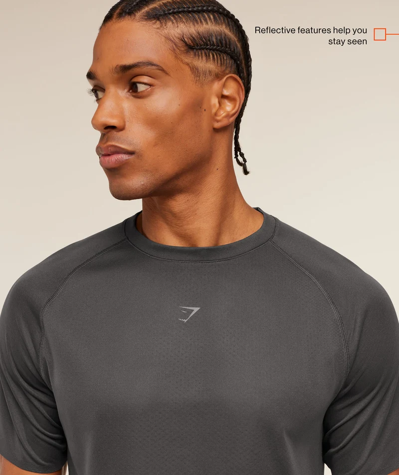 Gymshark Hybrid Engineered Jacquard T-Shirt - Onyx Grey