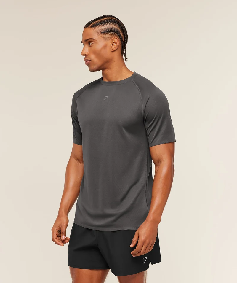 Gymshark Hybrid Engineered Jacquard T-Shirt - Onyx Grey