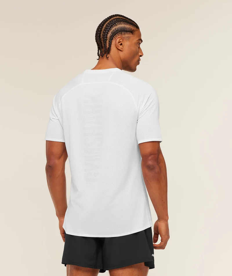 Gymshark Hybrid Engineered Jacquard T-Shirt - White