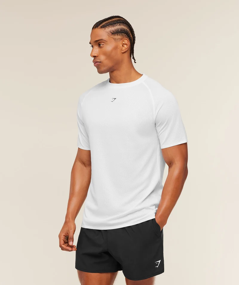 Gymshark Hybrid Engineered Jacquard T-Shirt - White