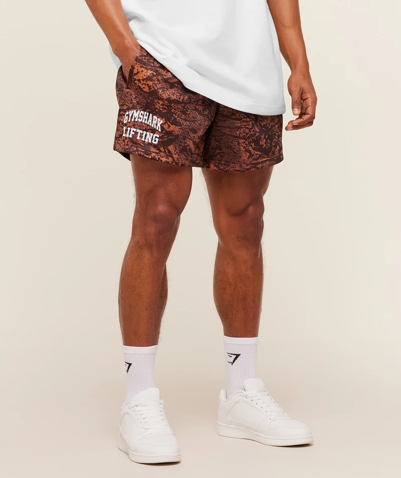 Gymshark Lifting Mesh 5" Shorts - Terracotta Orange