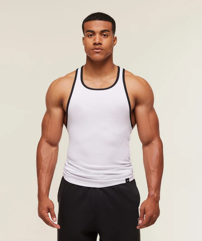 Gymshark Ribbed Tank 1PK - White/Black
