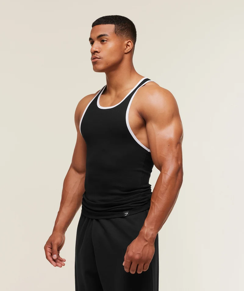 Gymshark Ribbed Tank 1PK - Black/White