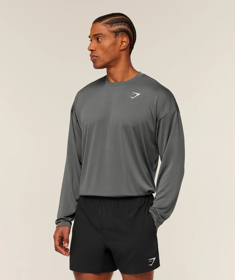 Gymshark Arrival Oversized Long Sleeve T-Shirt - Grey