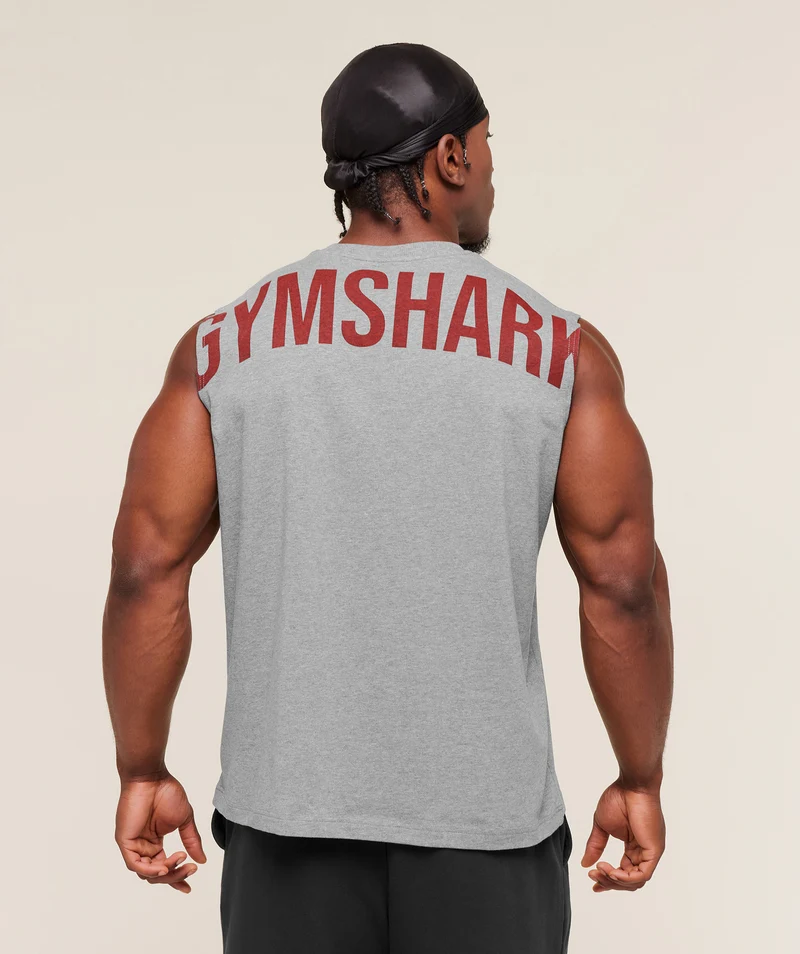 Gymshark Power Cut Off Tank - Charcoal Core Marl
