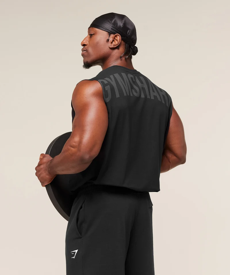 Gymshark Power Cut Off Tank - Black/Asphalt Grey