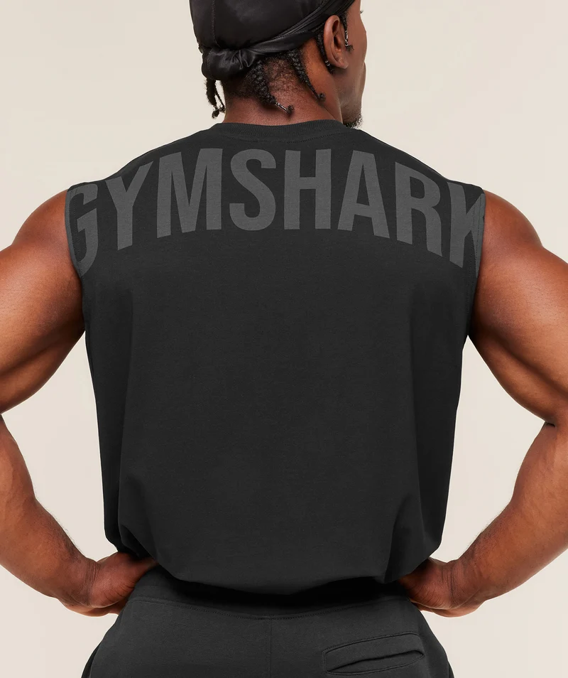 Gymshark Power Cut Off Tank - Black/Asphalt Grey