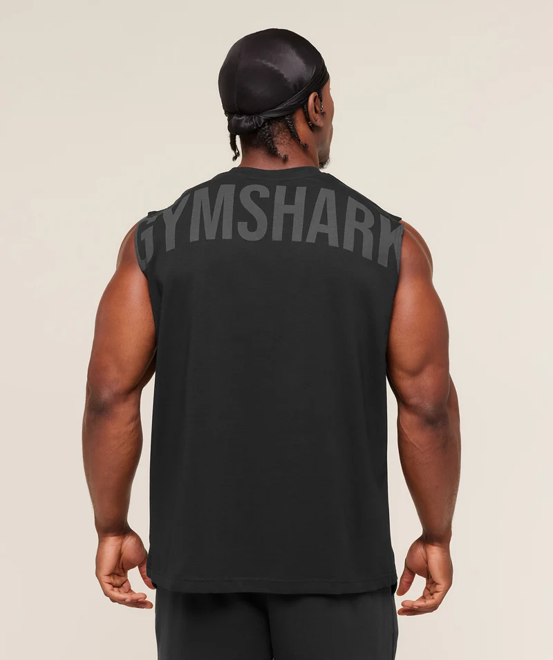 Gymshark Power Cut Off Tank - Black/Asphalt Grey