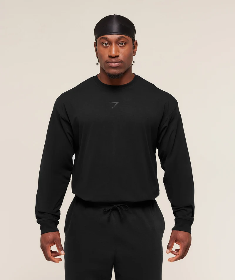 Gymshark Power Long Sleeve T-Shirt - Black/Asphalt Grey