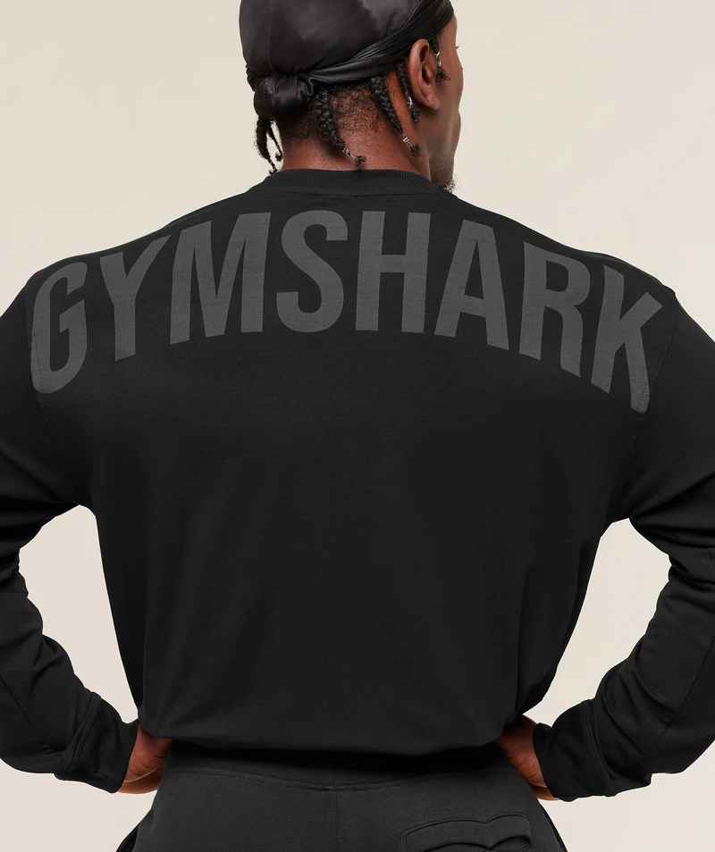 Gymshark Power Long Sleeve T-Shirt - Black/Asphalt Grey