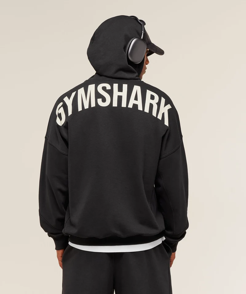 Gymshark Power Zip Up Hoodie - Black/Oat White