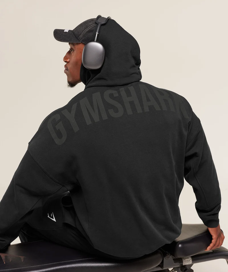 Gymshark Power Oversized Hoodie - Black/Asphalt Grey