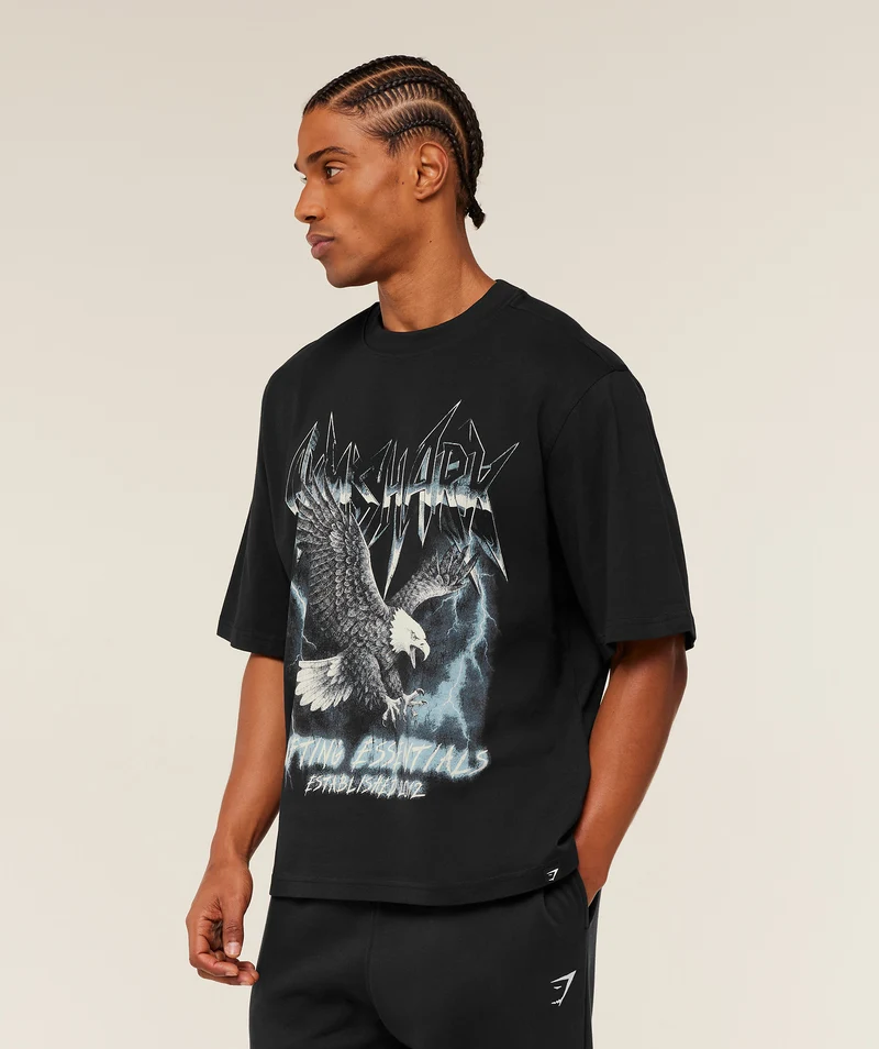 Gymshark Eagle Band Style Graphic T-Shirt - Black